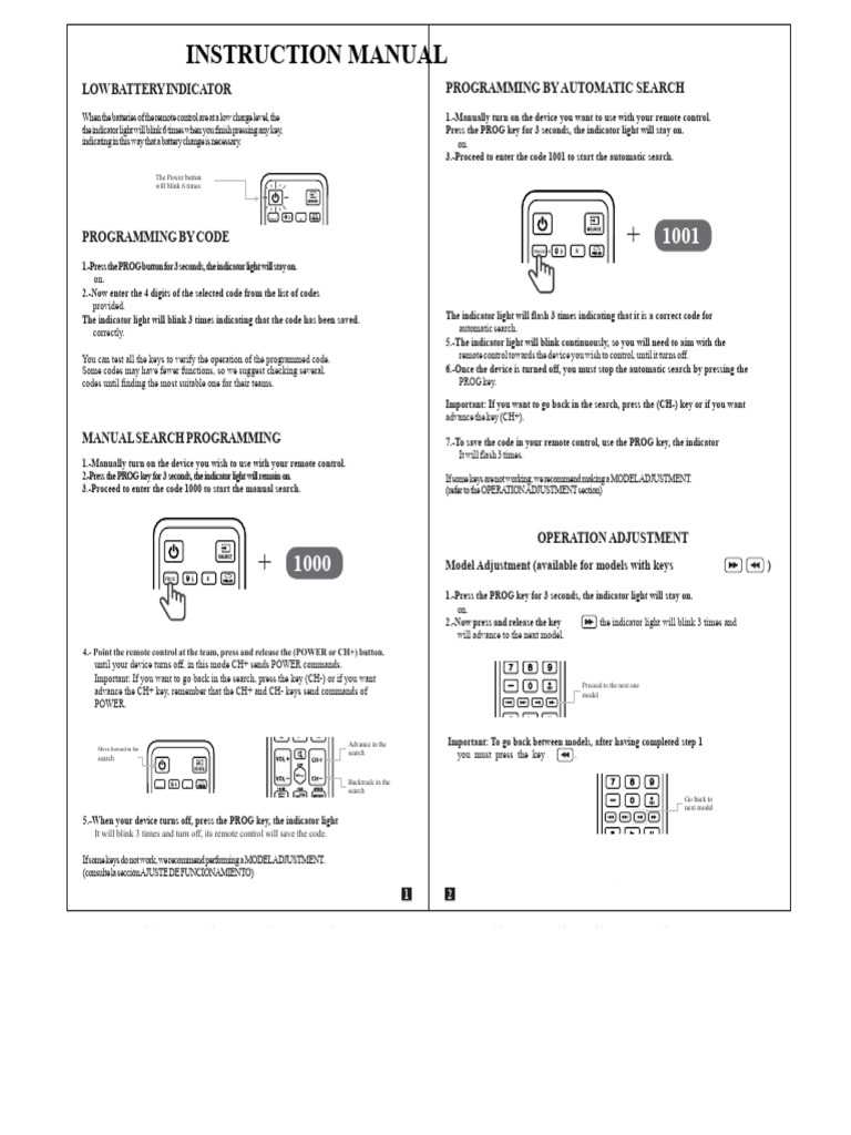 Remote Control Programming Guide | PDF | Information And Communications ...