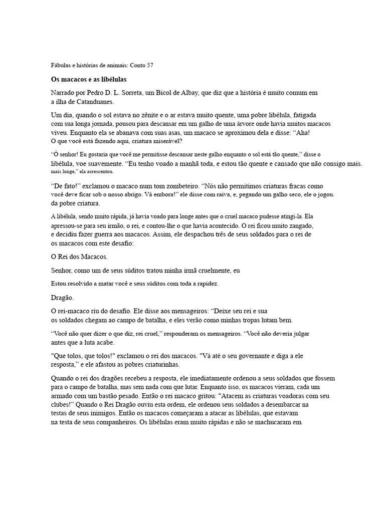 Os Macacos e as Libélulas Dean Fansler | PDF | Leão | Dragão