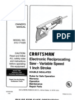 Electronic Reciprocating Saw Variable Speed 1 Inch Stroke: Owner'S Manual