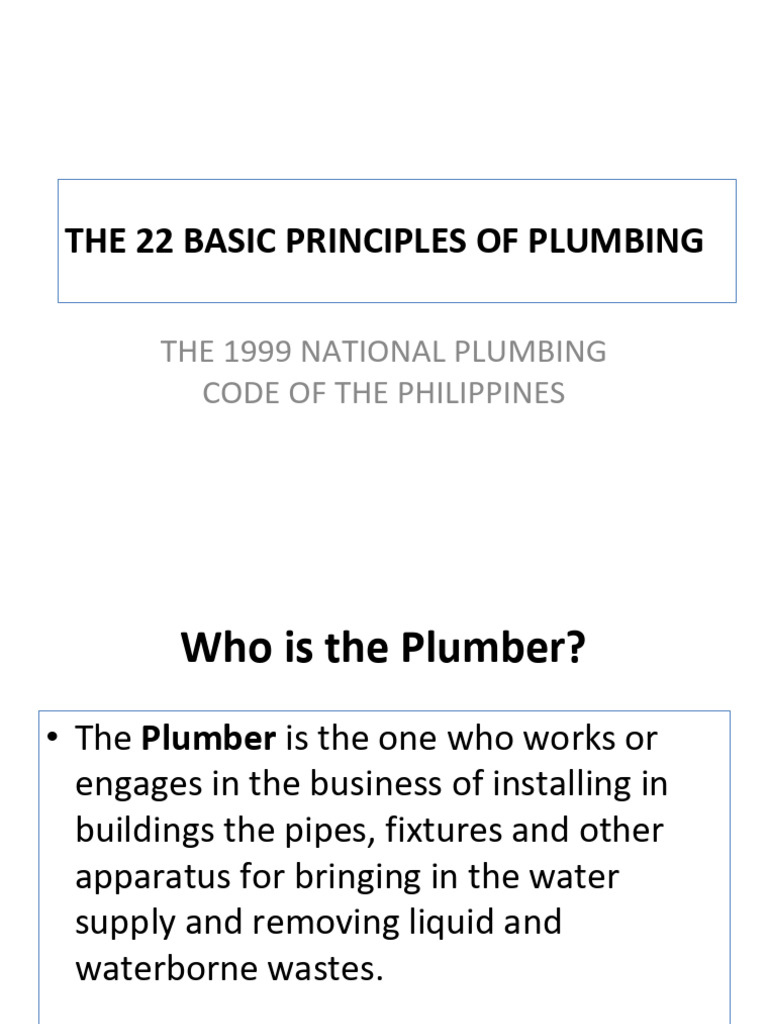 22 Principles of Philippine Plumbing Code | PDF | Plumbing | Tap (Valve)