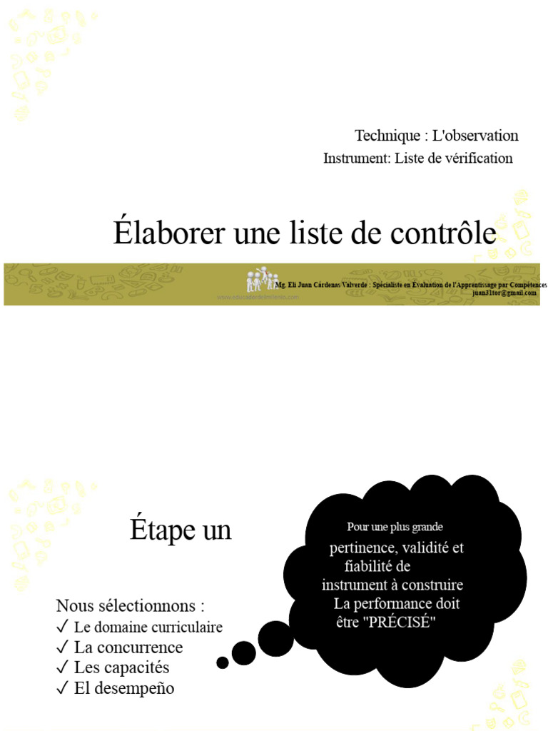 Liste de vérification pour l'observation orale | PDF | Expérience ...