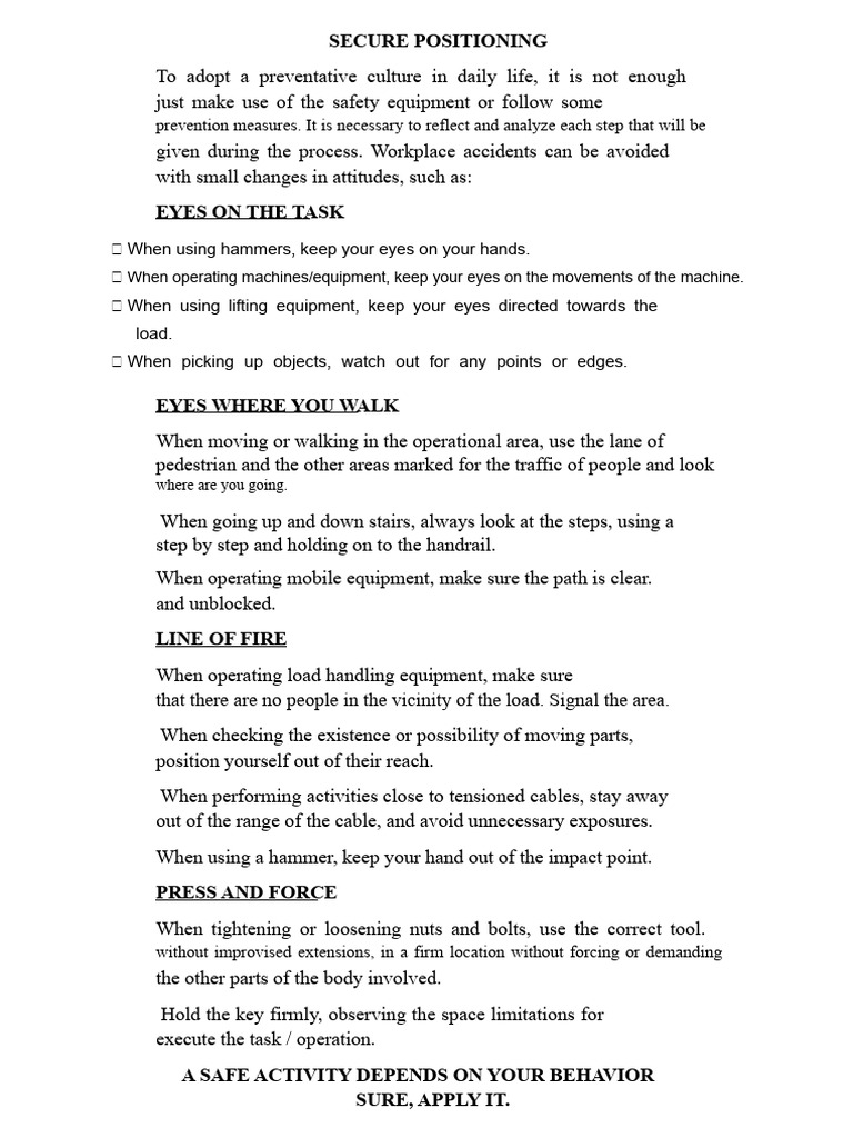 Safe Positioning Guidelines for Workplaces | PDF