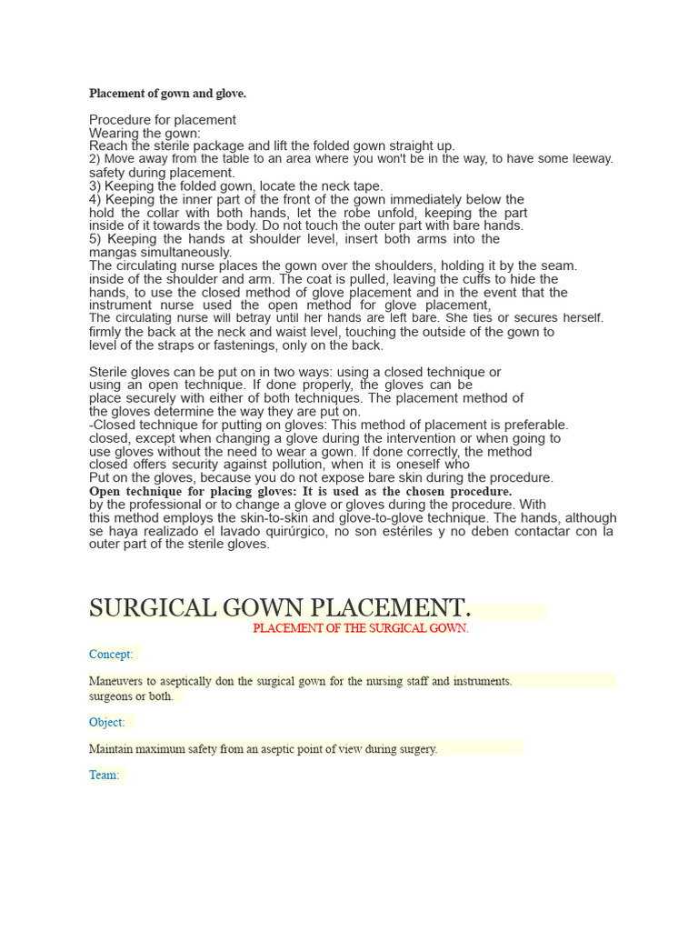 Surgical Gown and Glove Placement Guide | PDF | Hand | Glove