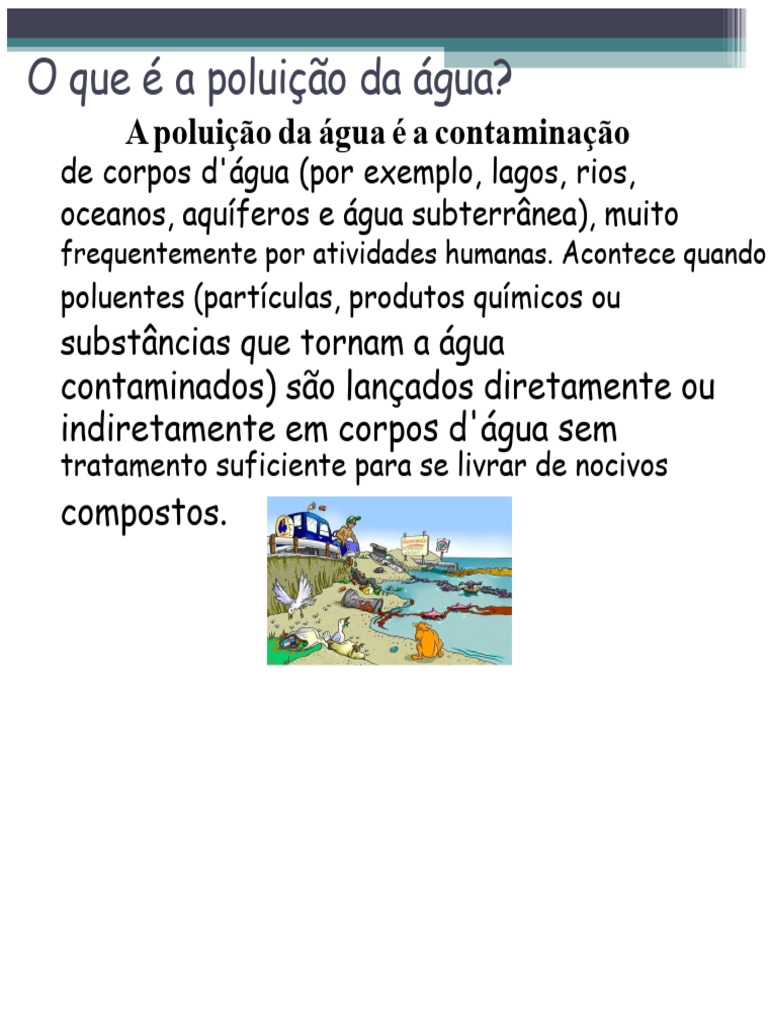 Causas e Efeitos da Poluição da Água | PDF | Água | Poluição da água