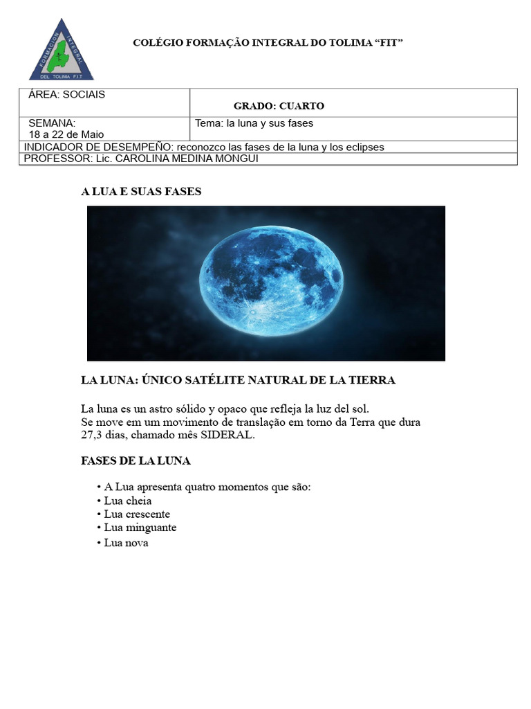 Fases da Lua e Eclipses Explicados | PDF