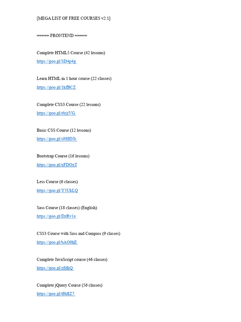 Free Online Courses Mega List | PDF | Php | Mobile App