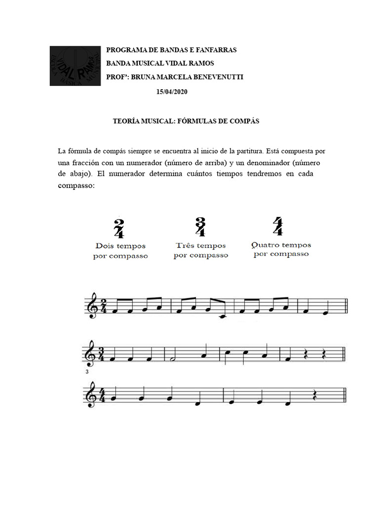 Teoría Musical: Fórmulas de Compás | PDF