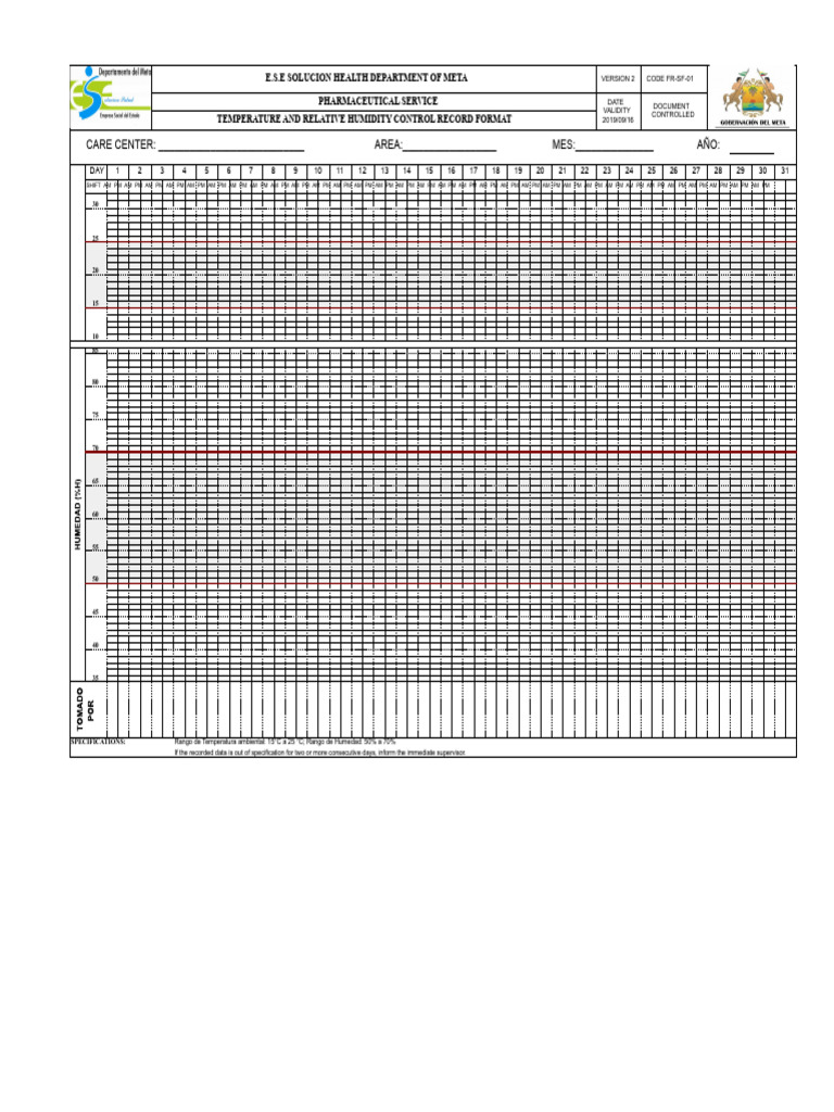 Temperature and Humidity Control Log | PDF