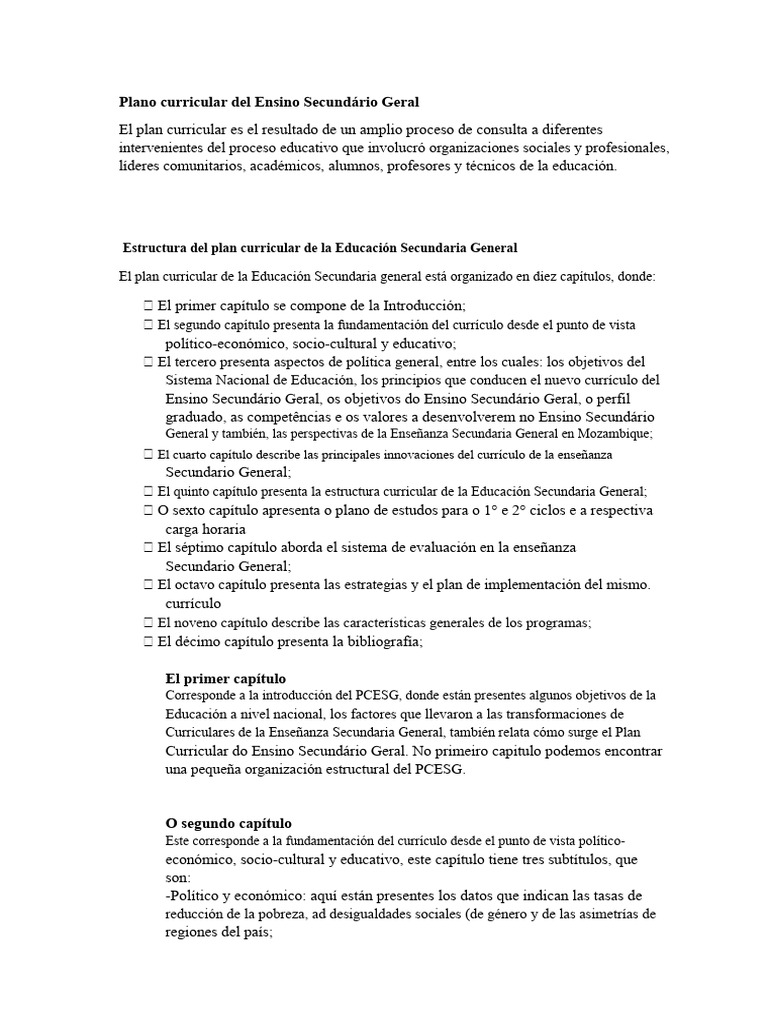 Plan Curricular de Educación Secundaria | PDF | Plan de estudios ...