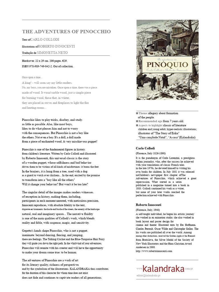 Pinocchio: A Classic Children's Tale | PDF | Pinocchio