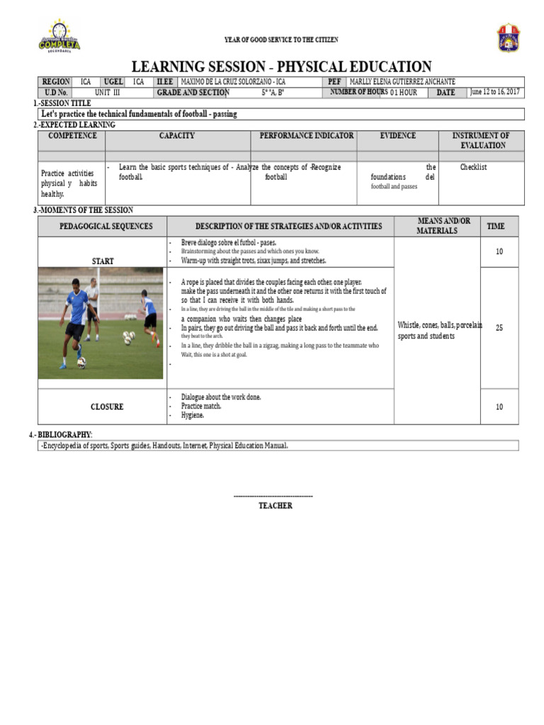 Football Passing Techniques Lesson Plan | PDF | Gymnastics