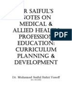 Dr Saiful's notes on curriculum planning in medical education