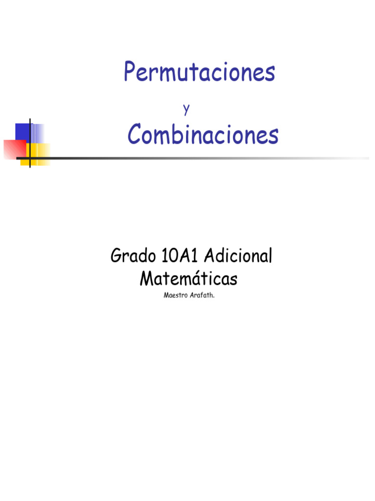 Permutaciones y Combinaciones en Matemáticas | PDF | Permutación ...