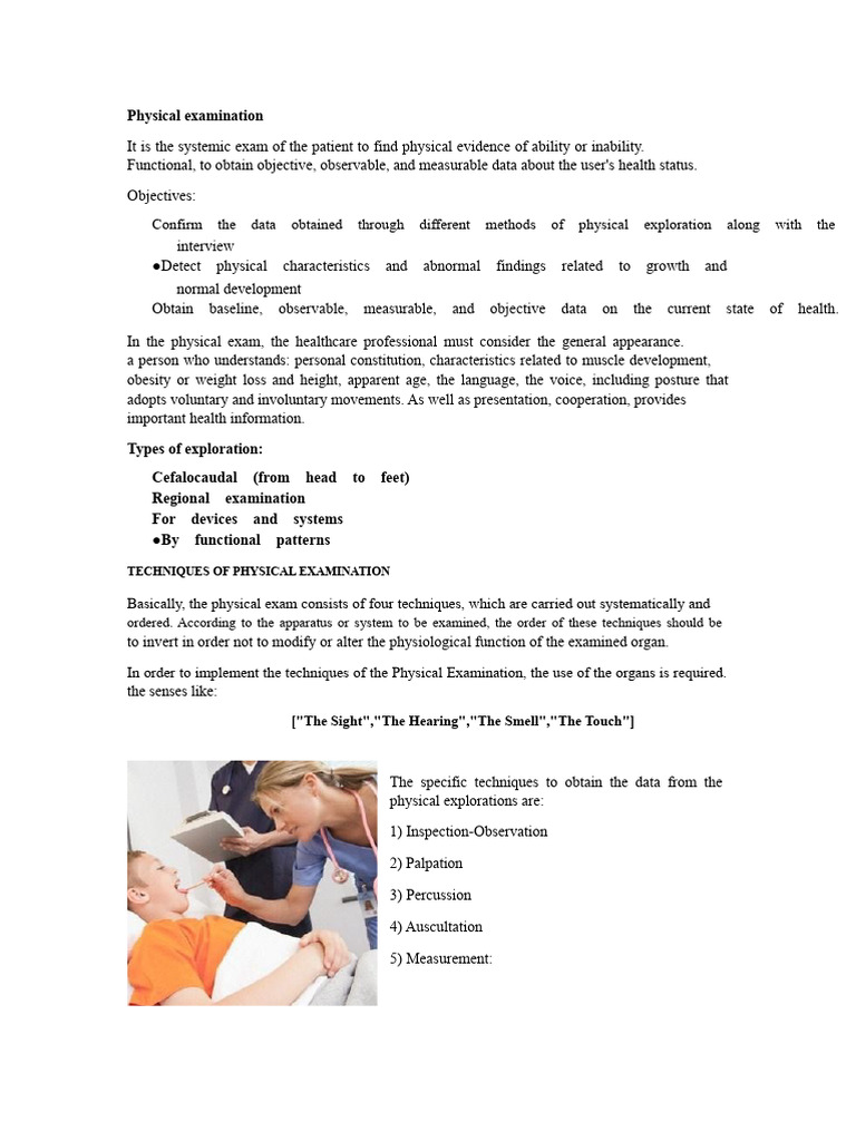 Comprehensive Guide to Physical Examination Techniques | PDF | Blood ...
