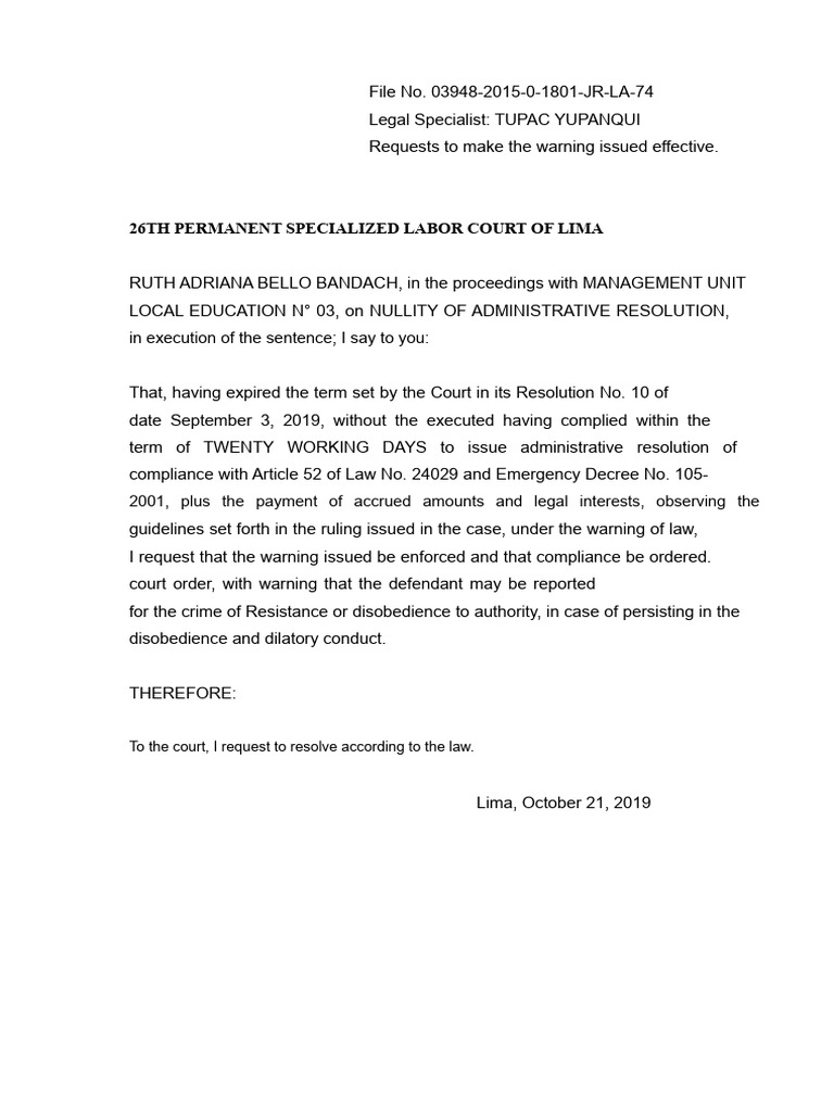 Request for execution of sentence | PDF