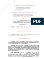 Agreement For An Easement of Right of Way