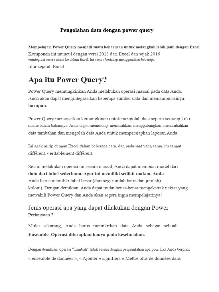 Panduan Power Query untuk Excel | PDF