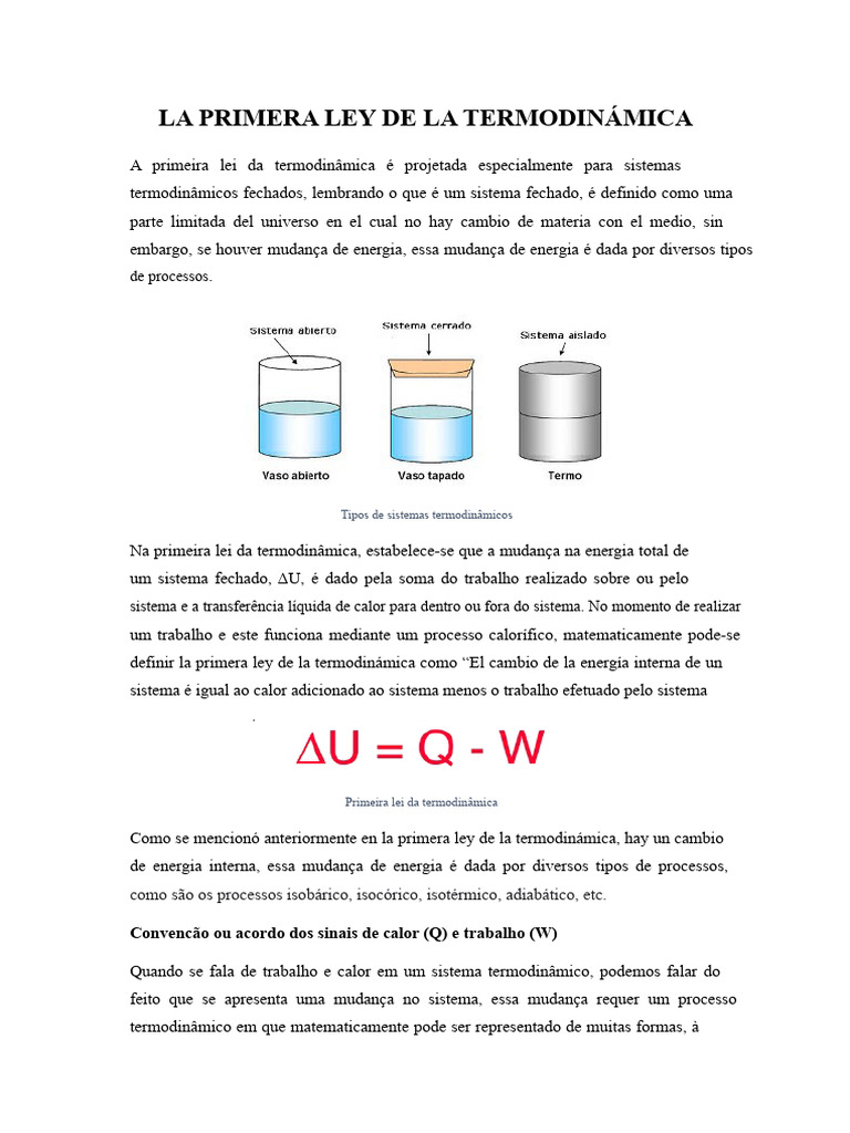 Entenda a Primeira Lei da Termodinâmica | PDF | Termodinâmica | Calor