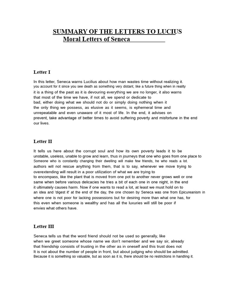 Seneca's Moral Letters Summary | PDF