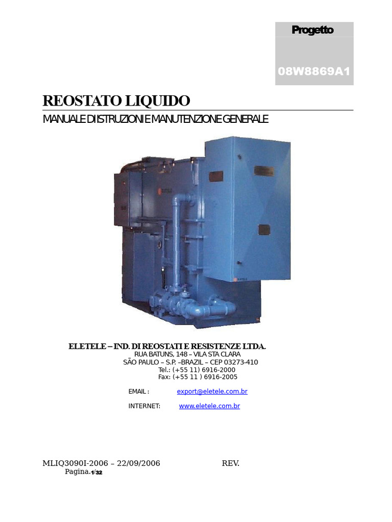 Manuale Reostato Liquido - ELETELE | PDF