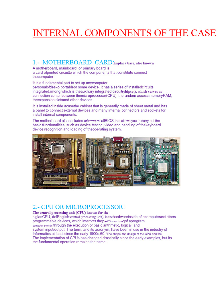 Internal Components of a Computer System | PDF | Central Processing ...