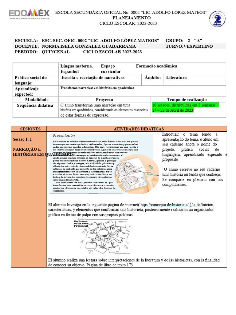 Planejamento de História em Quadrinhos 2023 | PDF | Quadrinhos