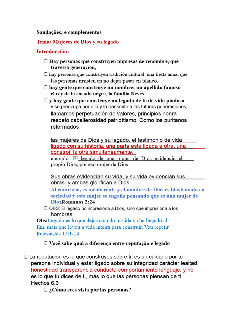 Legado de Mujeres de Dios en la Fe | PDF