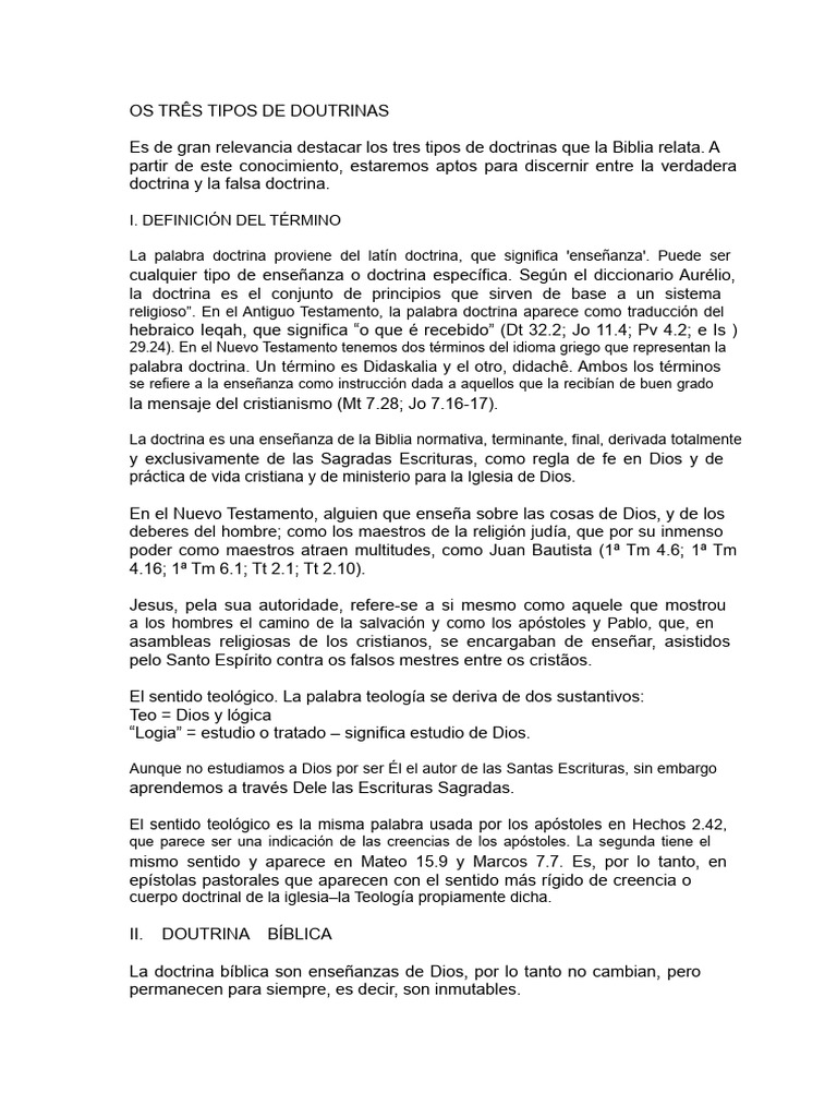 Tipos de Doctrinas en la Biblia | PDF | Biblia | Cristo (título)