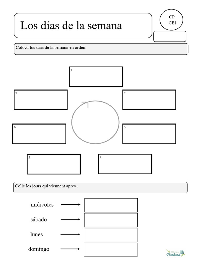 Los Días de La Semana en La Escuela de Bárbara | PDF