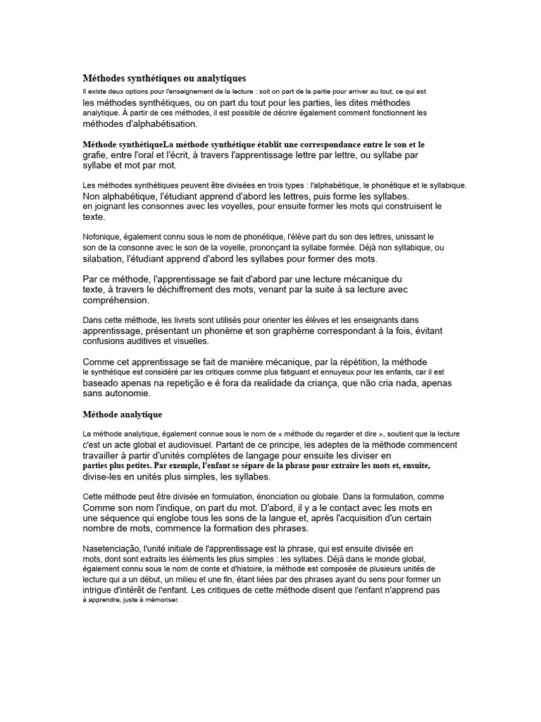Méthodes d'enseignement de la lecture | PDF | Syllabe | Orthographie