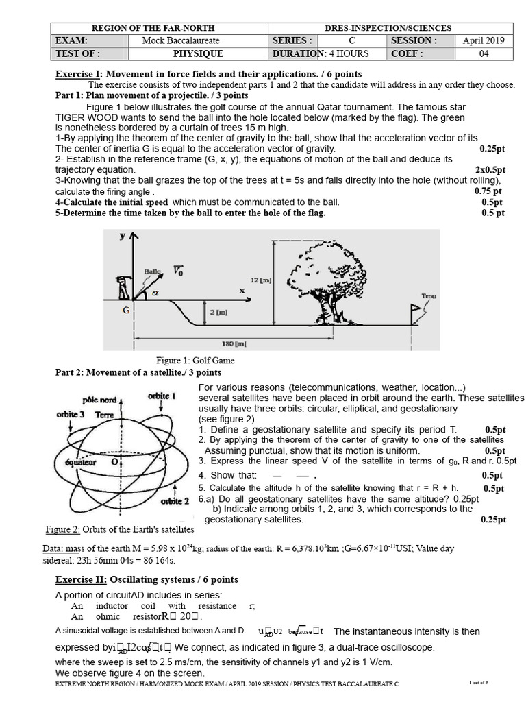 REGIONAL EXAMINATION WHITE BACCALAUREATE PHYSICS TEST Final Year C ...