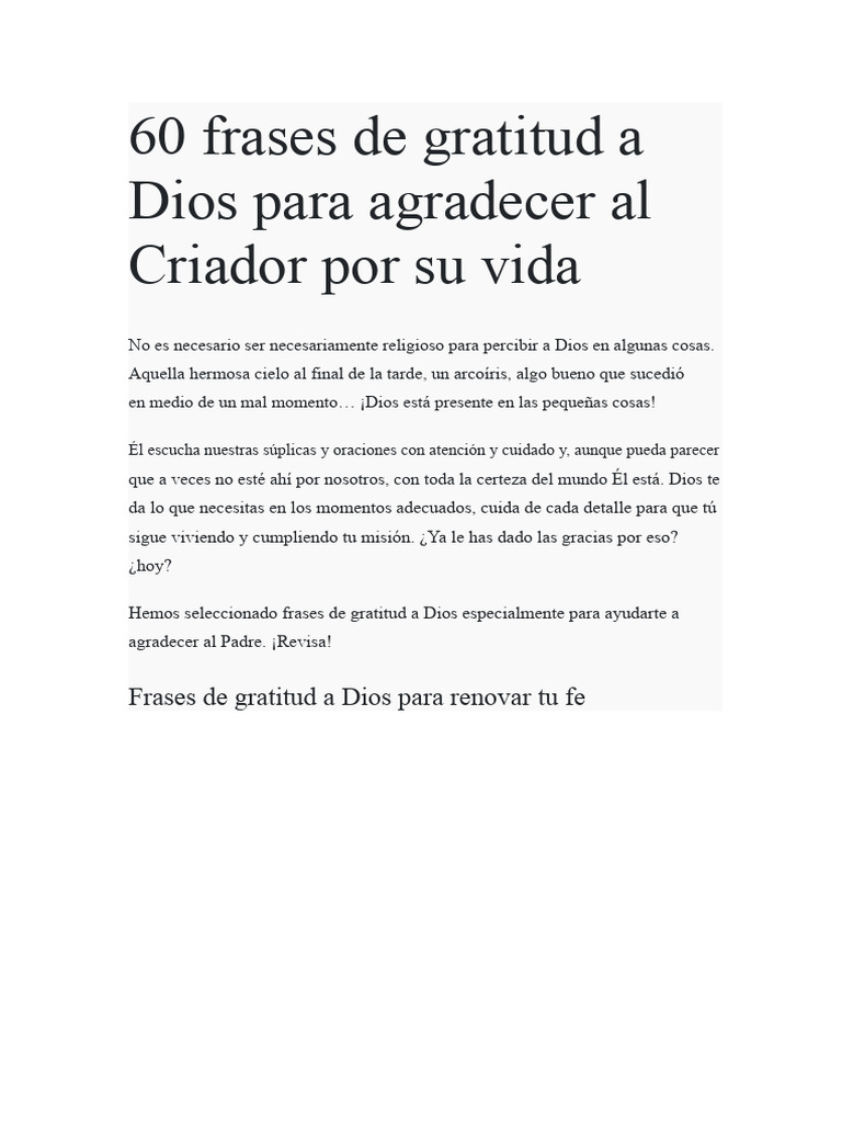 60 Frases de Gratitud A Dios para Agradecer Al Creador Por Tu Vida ...