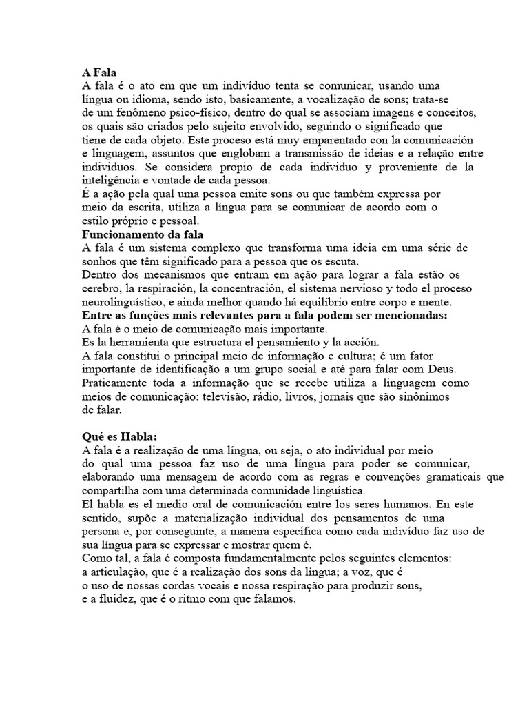 Entendendo a Fala e sua Importância | PDF | Comunicação | Linguagem natural