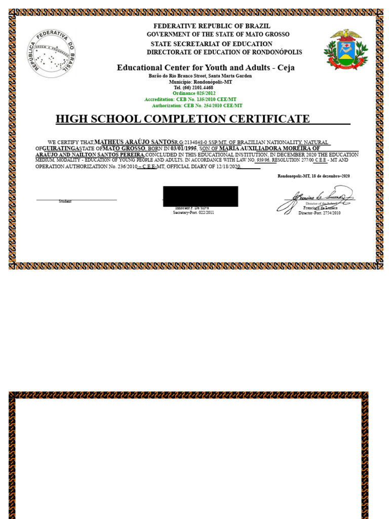 533979374 High School Certificate | PDF
