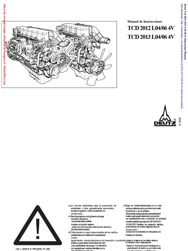 Manual de Instrucciones DEUTZ TCD 2012/2013 | PDF | Ingeniería mecánica