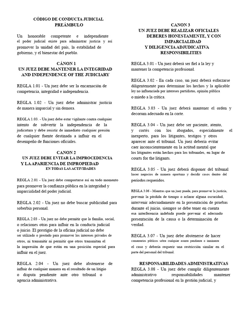 Código de Conducta Judicial: Principios y Reglas | PDF | Juez | Judicaturas