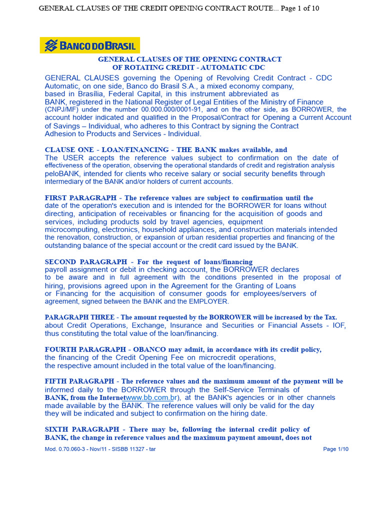 Revolving Credit Contract Clauses | PDF | Credit Card | Banks