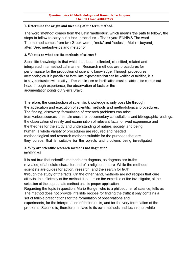 Research Methods and Scientific Techniques | PDF | Methodology ...