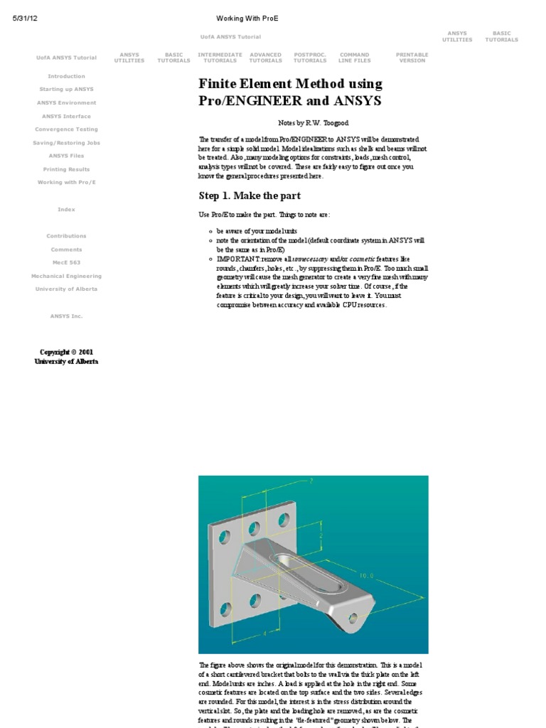 Finite Element Method Using Pro/Engineer and Ansys: Step 1. Make The ...