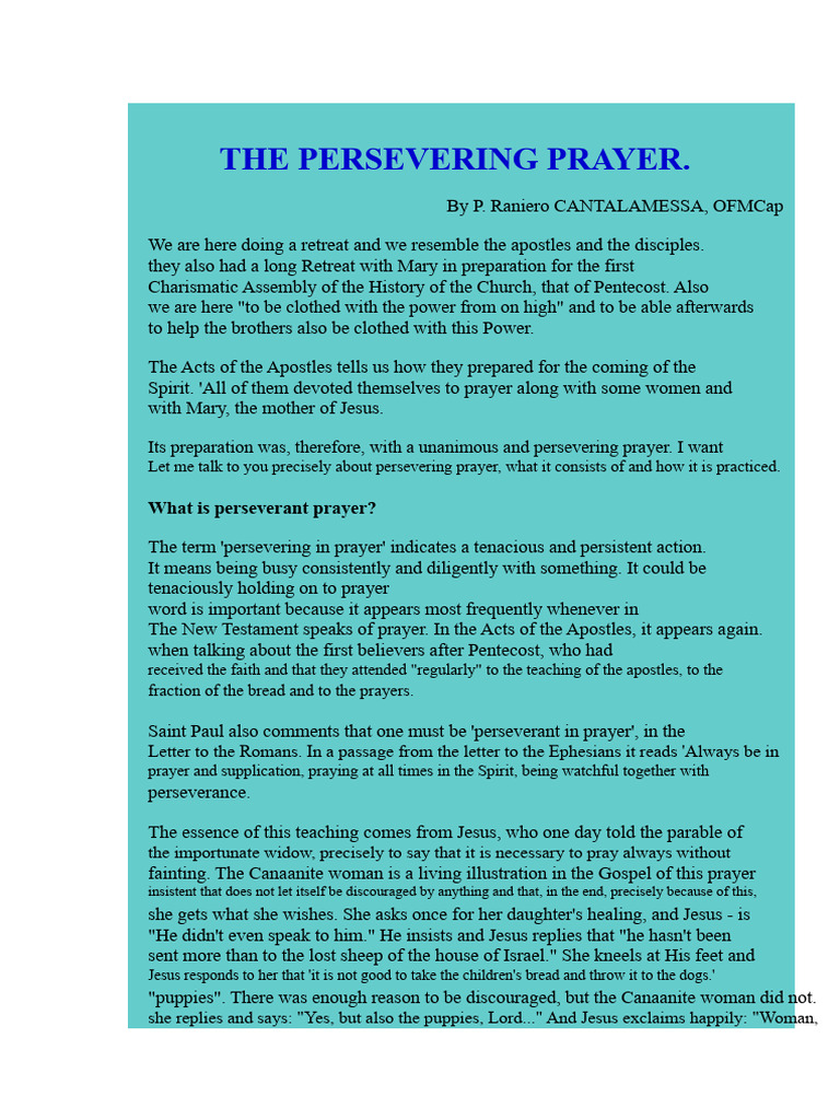 Understanding Persevering Prayer | PDF | Prayer | Jesus