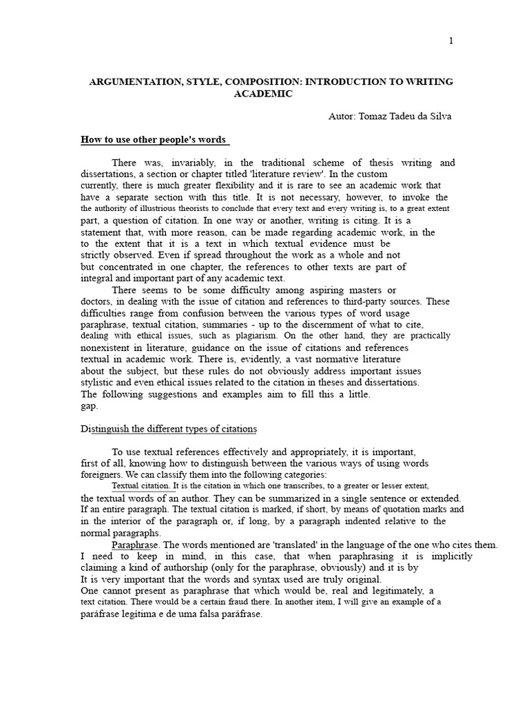 TADEU, Tomaz. Argumentation, Style, Composition - Introduction To ...