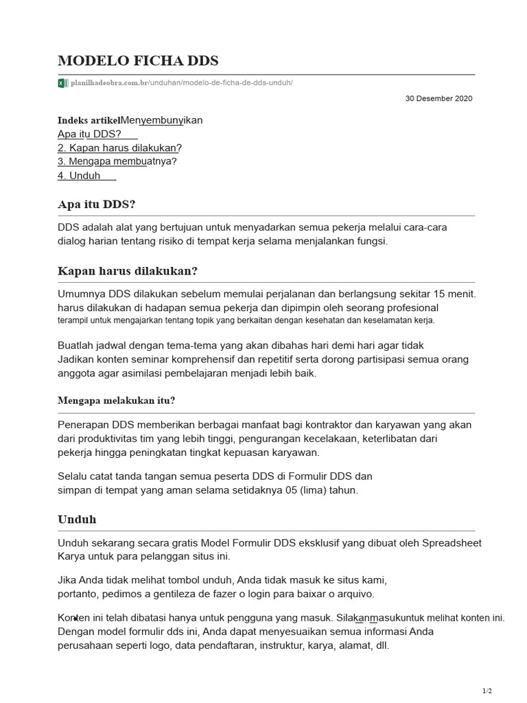 Unduh Model Formulir DDS Gratis | PDF