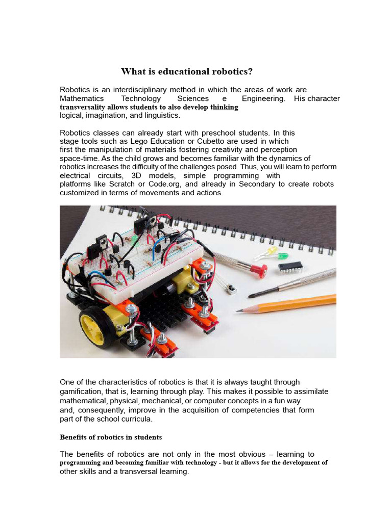 Benefits of Educational Robotics in Schools | PDF | Robotics | Creativity