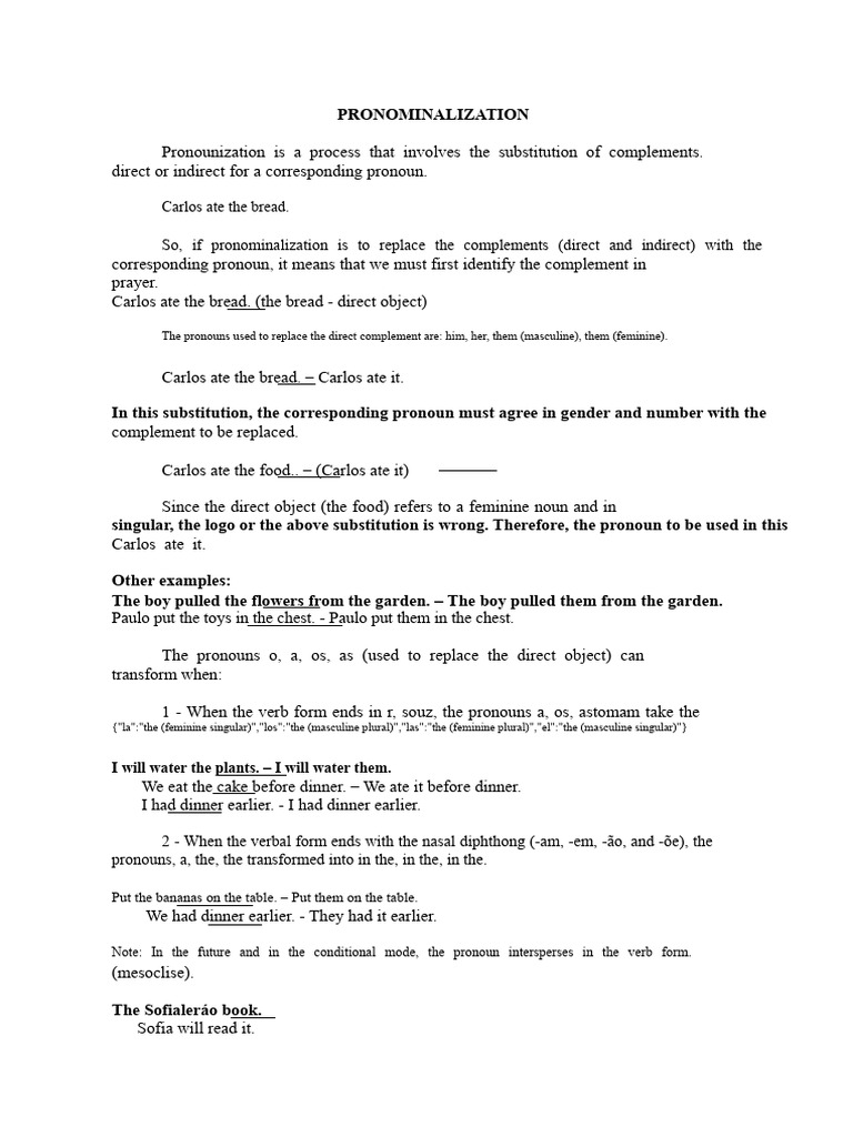 Pronominalization (summary with some rules) | PDF | Grammatical Gender ...