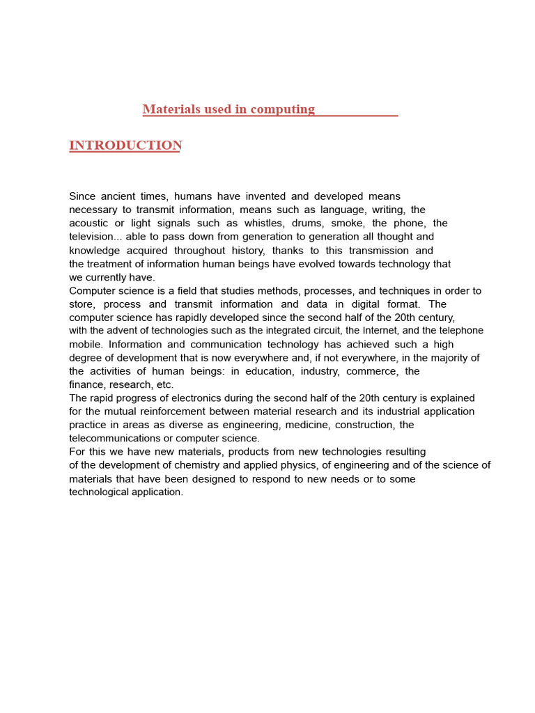 Key Materials in Computing Technology | PDF | Doping (Semiconductor ...