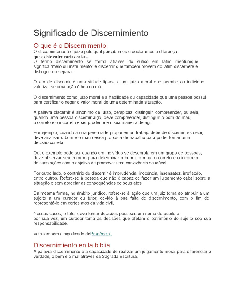 O que é Discernimento e sua Importância | PDF | Bíblia | Moralidade