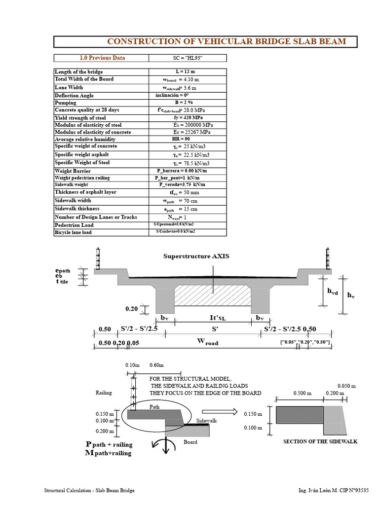 Calculation Bridge Beam-Slab PDF | PDF | Beam (Structure) | Bridge