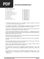 exercicios de equações do 1 grau com resposta