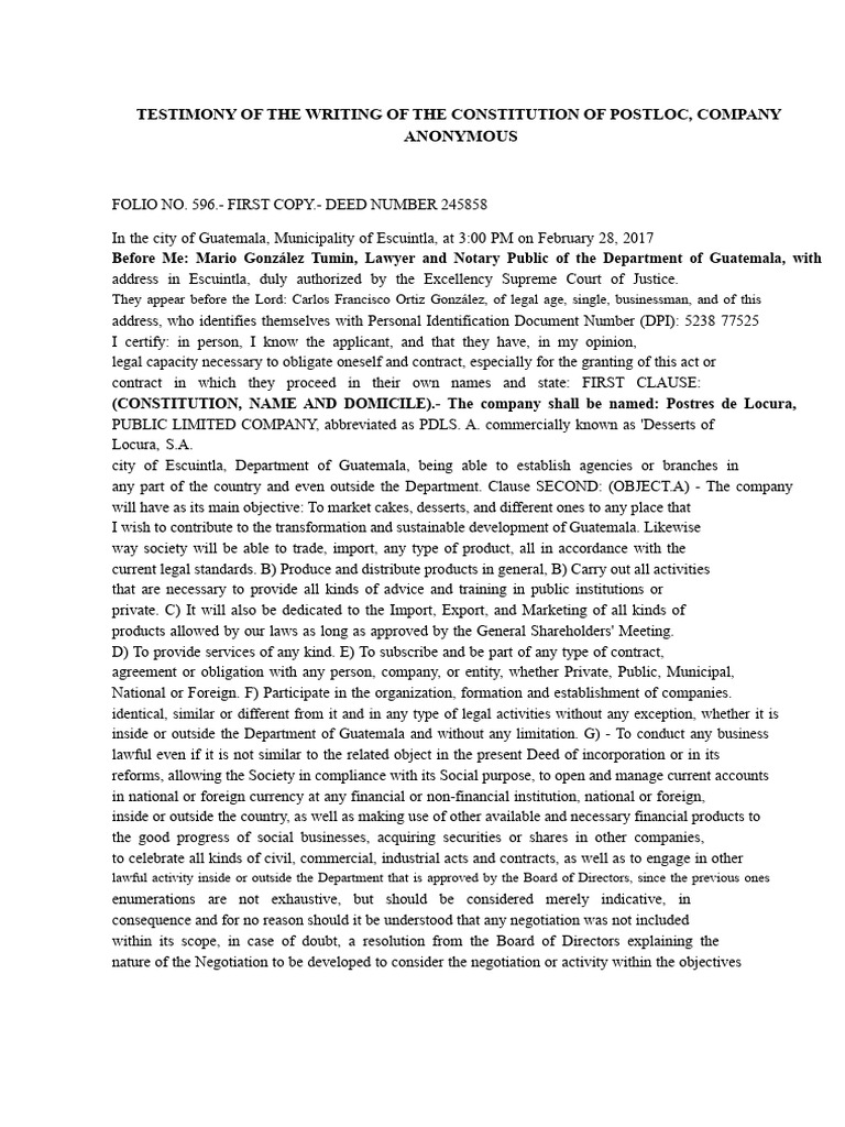 Testimony of The Constitution Document | PDF | Board Of Directors ...