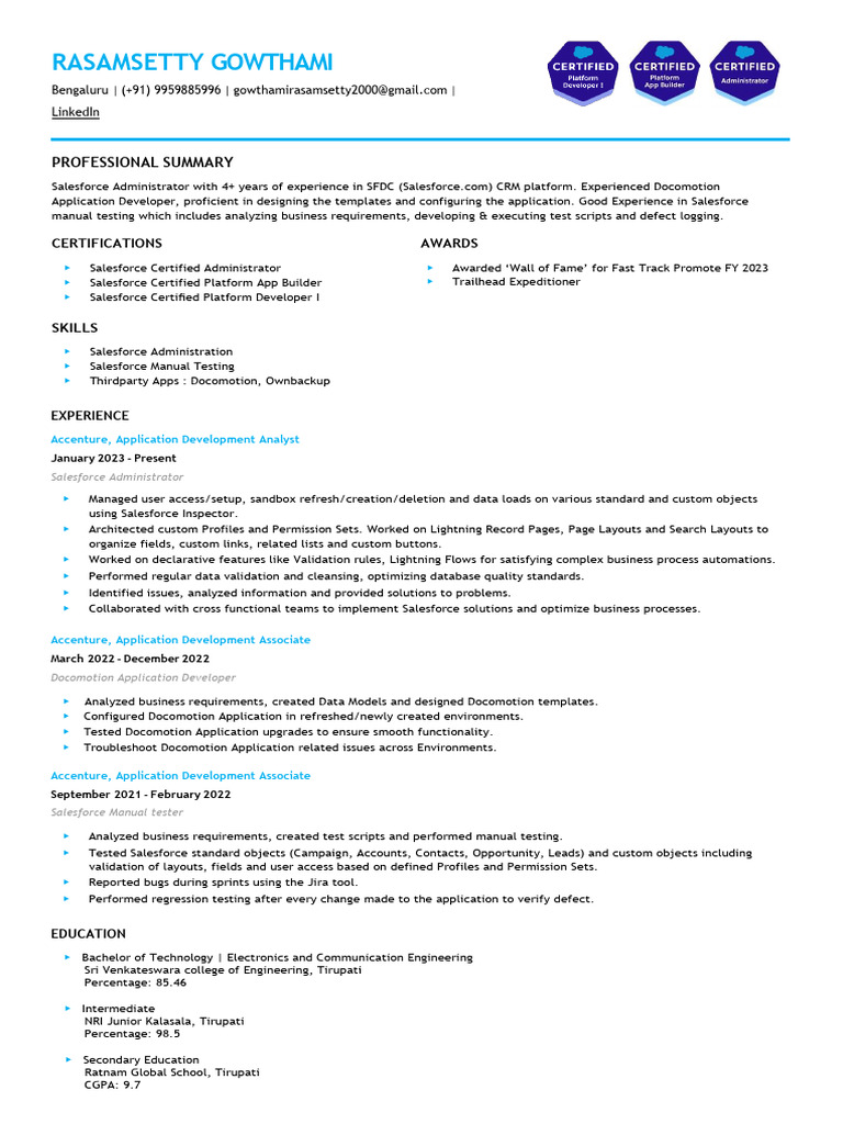 Salesforce Administrator Profile Summary | PDF | Software Development ...